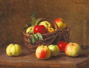 Apples in a Basket on a Table by Ignace Henri Jean Fantin-Latour