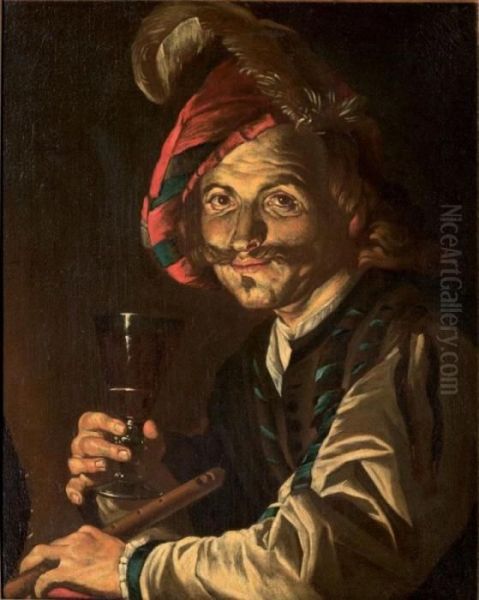 Jeune Flutiste Tenant Un Verre - view 1