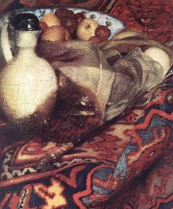 A Woman Asleep at Table (detail-3) c. 1657 by Jan Vermeer Van Delft