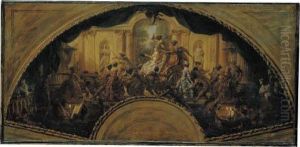The Triumph Of Harlequin And Colombine, A Drawing For A Fan by Maria Felicita Subleyras-Tibaldi