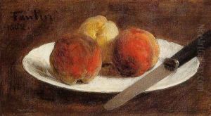 Plate of Peaches by Ignace Henri Jean Fantin-Latour