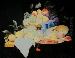 Still life with peaches and grapes in a basket, c.1650-60 by Joris Van Son