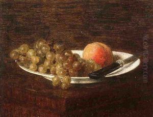 Still Life: Peach and Grapes by Ignace Henri Jean Fantin-Latour