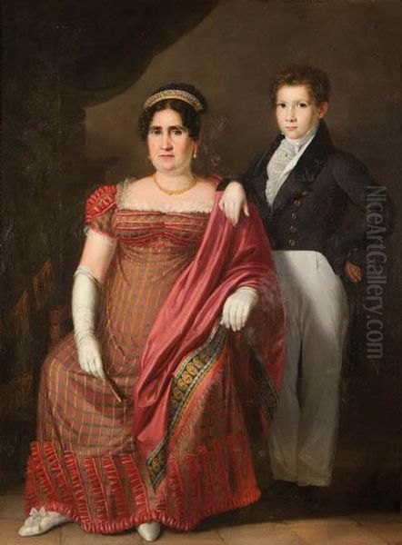 Retrato De Dona Paula Bragana Y Su Hijo, Suegra Y Cunado Del Pintor - view 1