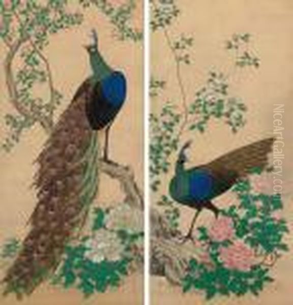 Peacocks And Peonies - view 1