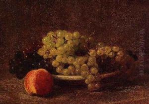 Still Life with Grapes and a Peach by Ignace Henri Jean Fantin-Latour