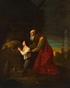 Abraham Und Isaak Beim Dankgebet by Daniel Jansz Thievaert