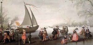 Skaters and a golf party on the ice by David Vinckboons I