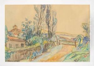 Paisaje Con Camino Y Valla by Georges-Albert Tresch