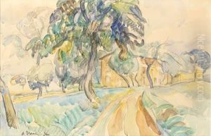 Paisaje Con Camino Y Casas by Georges-Albert Tresch