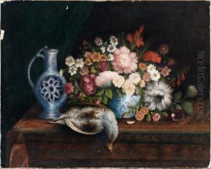 Nature Morte De Fleurs, Pichet Et Perdreau Sur Un Entablement