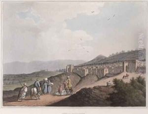 Bethlehem in Palestine View of the Principal Part of The City with the Arabia Petraea Mountains from Views in the Ottoman Dominions 1810 by Luigi Mayer