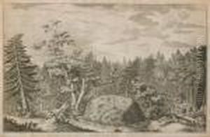 Vue De La Place Ou L""""on A Trouve La Pierre Nommee De Grome A Cote Du Village De Laxte by Jakob Van Der Schley