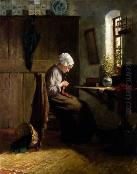 Jonge Vrouw Met Handwerk In Een Interieur - view 1