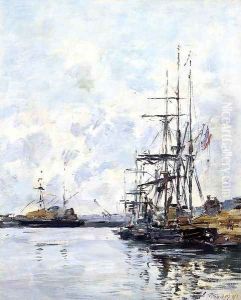 Port, Sailboats at Anchor by Eugene Boudin