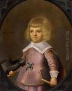 Portrait De Petite Fille Avec Un OEillet Dans Un Ovale Peint by Jan Van Teylingen