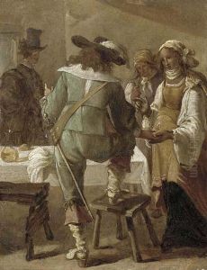 A Cavalryman Having His Palm Read In An Inn by Jacob van Velsen