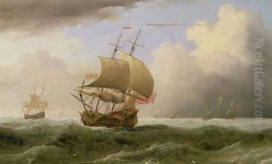 An English Ship Close-hauled in a Strong Breeze by Willem van de Velde the Younger