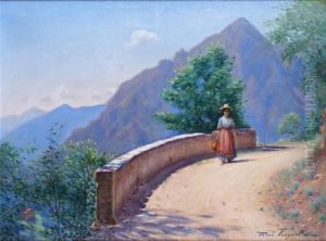Jeune Femme Au Bord De La Route