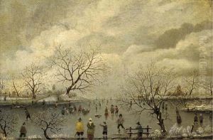 Figures Skating In A Winter Landscape