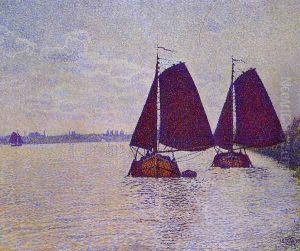 Barges on the River Scheldt by Theo van Rysselberghe