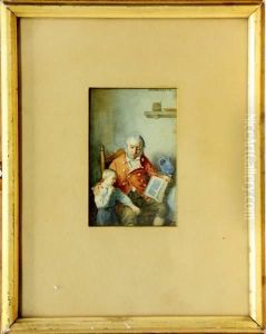 Grootvader Leest Kleinkind Voor by Henricus Egbertus Vinke