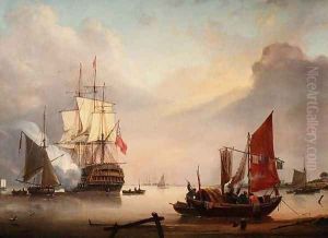 British Man-o-War off the coast by George Webster