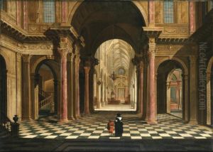 Two Figures In A Classical Church Interior by Wilhelm Schubert Von Ehrenberg