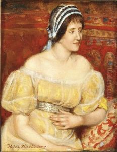 Portrait Of A Young Woman In A Yellow Dress by Hedwig Malheim Von Friedlaender