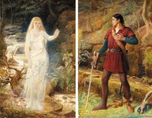The Visitation: A Water Nymph By A Stream; A Swordsman Taking Fright by Arthur Howes Weigall