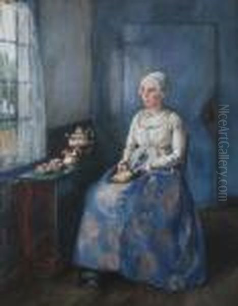 Arrangement In Blue Woman Seated By Window - view 1
