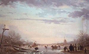 Winter Skating Scene, 1799 by Andries Vermeulen