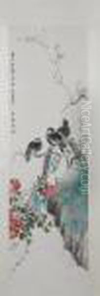 Birds On Flowering Tree - view 1