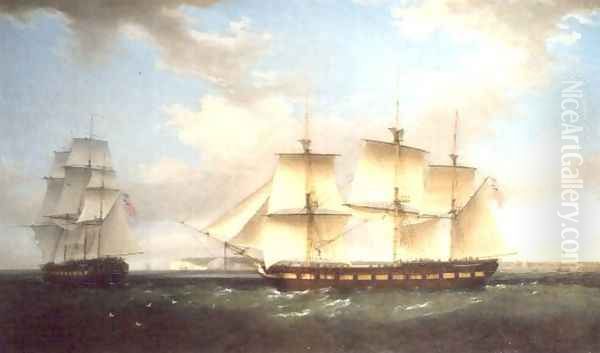 The Indiaman in two positions off Walmer Castle, Kent - view 1