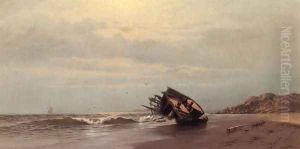 Shipwreck on a Sandy Beach by Francis Augustus Silva