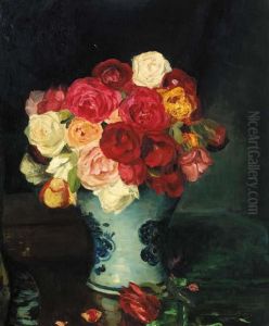Roses In A Delft Vase