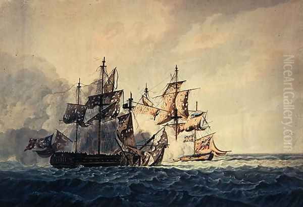 The Action between His Majesty's Sloop, Bonne Citoyenne, and the French frigate, La Furieuse, on the 6th July 1809, of the Western Islands, engraved by R & D Havell, published by Robert Cribb in 1810 - view 1