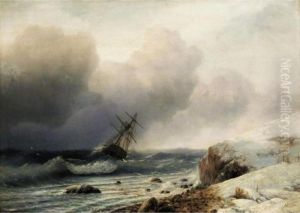 Shipwreck By A Snowy Shore by Ivan Konstantinovich Aivazovsky