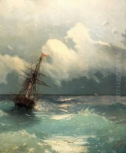 A Two-masted Ship On Rough Seas