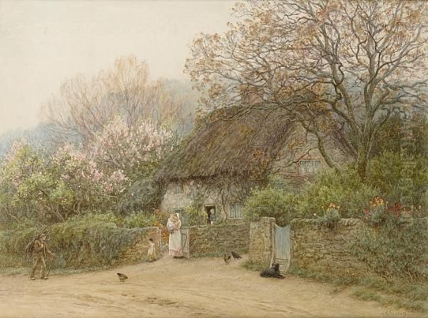 Thatched Cottage With Figures - view 1