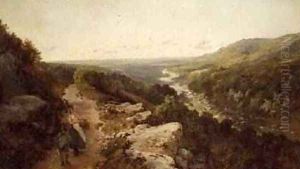 An extensive river landscape by Edmund John Niemann