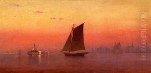 Sunset, New York Harbor by Francis Augustus Silva