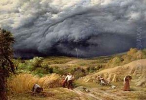 Storm in Harvest 1856 by John Linnell