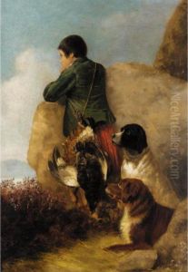 Boy With Game And Dogs by Richard Ansdell