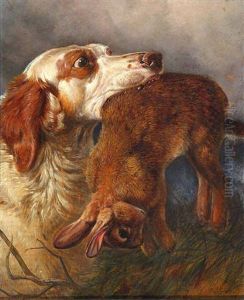 Spaniel With Dead Hare by Richard Ansdell