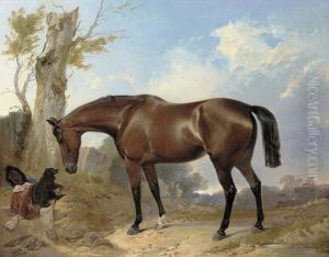 A Bay Hunter And Dog In A Landscape A Bay Hunter And Dog In A Landscape