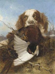 An English Setter With A Pheasant by Richard Ansdell