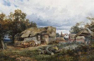 Man Outside Cottage by David Bates