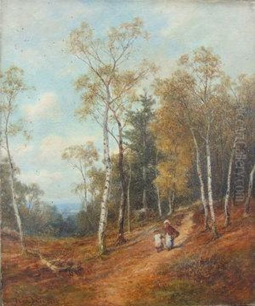 Two Children Walking Along A Wooded Path - view 1