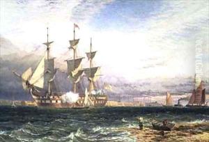 Sheerness Island of Sheppey Guardship Saluting by Henry Thomas Dawson